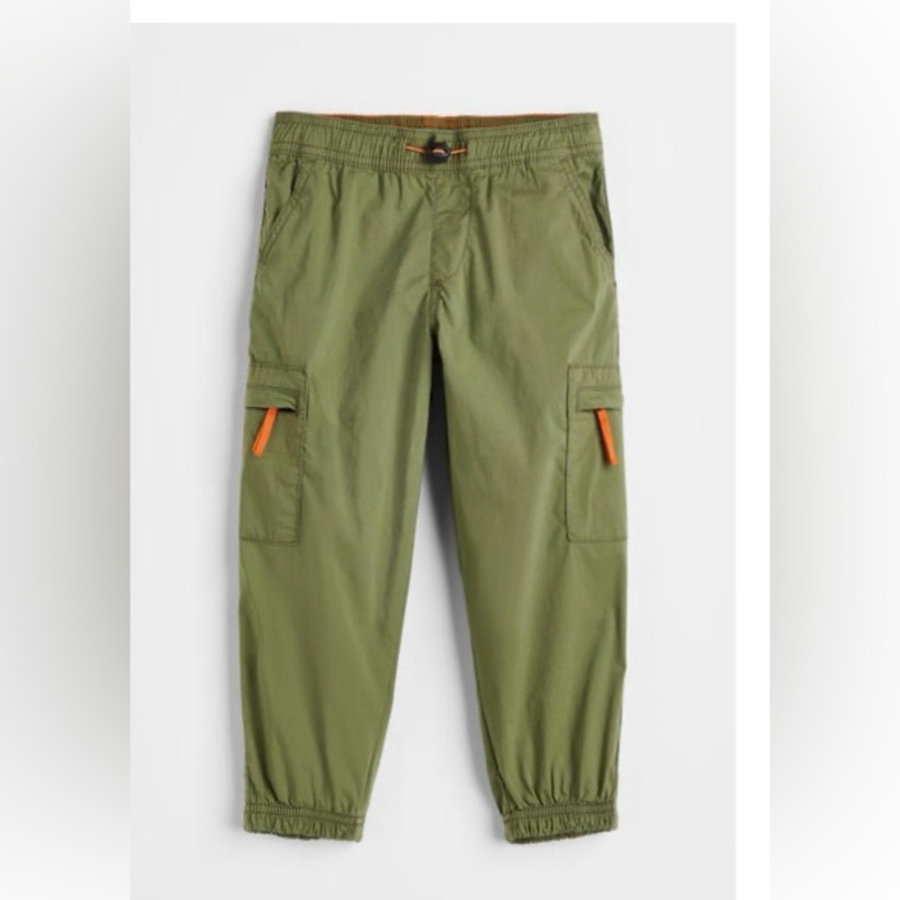 Olive Green Lined Cargo Pants for Boys